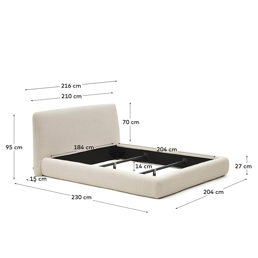 Lit déhoussable Martina bouclette écru pour matelas  de 180 x 200 cm FSC Mix Credit