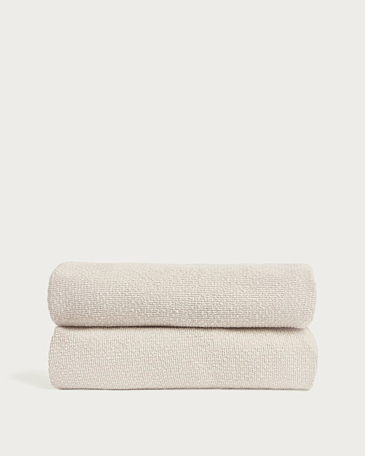Housse pour cadre de lit Martina en chenille écrue pour matelas de 160 x 200 cm