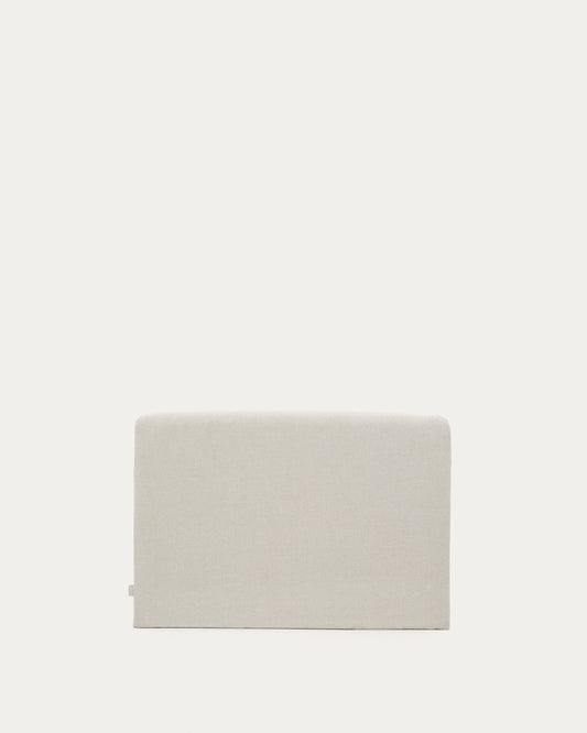 Tête de lit déhoussable Valma en chenille perle pour lit jusqu’à 90 cm.