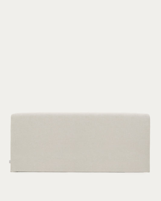 Tête de lit déhoussable Valma en chenille perle pour lit jusqu’à 180 cm
