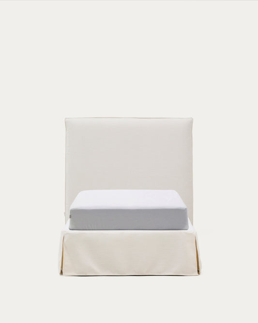 Lit déhoussable Jaira en chenille blanche pour matelas de 90 x 200 cm FSC Mix Credit