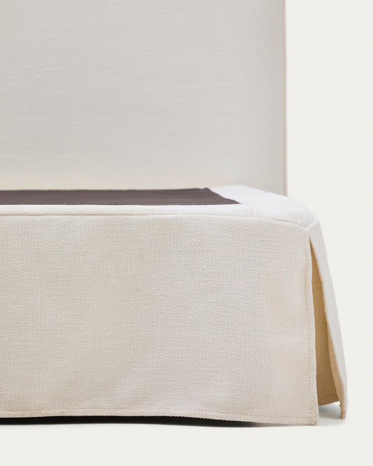 Lit déhoussable Jaira en chenille blanche pour matelas de 150 x 190 cm FSC Mix Credit