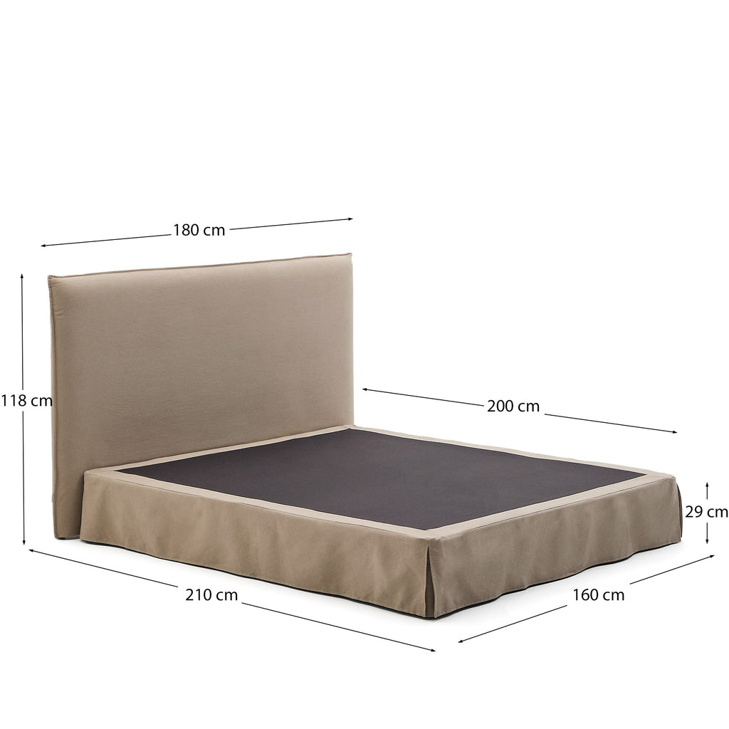 Lit déhoussable Jaira en lin et coton taupe pour matelas de 160 x 200 cm FSC Mix Credit