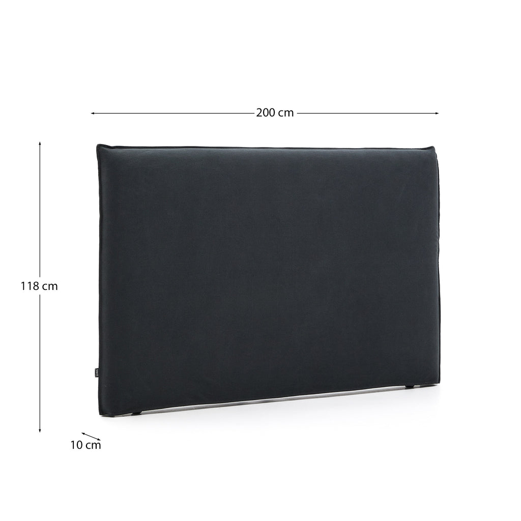 Tête de lit déhoussable Jaira en lin et coton gris anthracite pour lit de 180 cm FSC Mix Credit