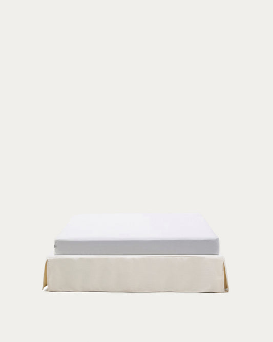 Base déhoussable Jaira en chenille blanche pour matelas de 150 x 190 cm