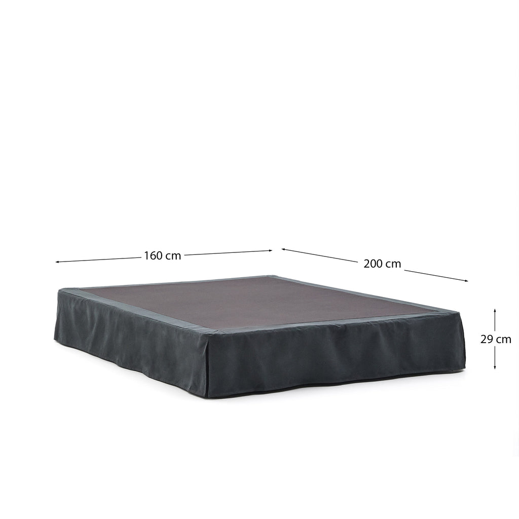 Base déhoussable Jaira en lin et coton gris anthracite pour matelas de 160 x 200 cm