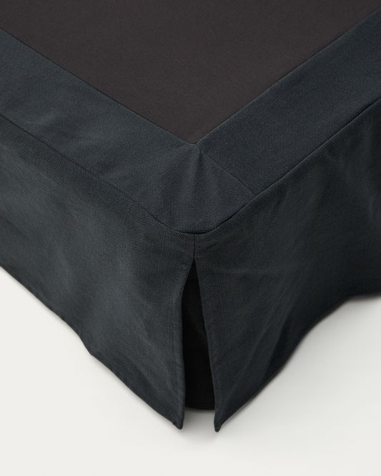 Base déhoussable Jaira en lin et coton gris anthracite pour matelas de 160 x 200 cm