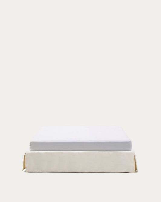 Base déhoussable Jaira en chenille blanche pour matelas de 160 x 200 cm