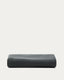 Housse pour cadre de lit Jaira en lin et coton gris anthracite pour matelas de 180 x 200 cm.