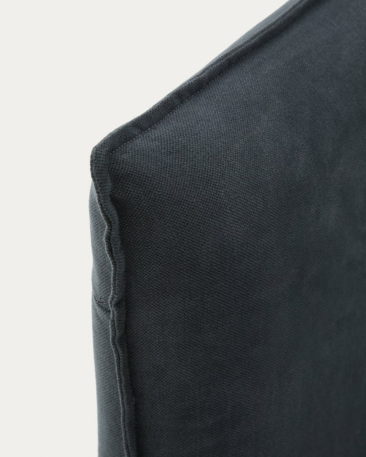 Housse pour tête de lit Jaira en lin et coton gris anthracite pour lit jusqu’à 150 cm