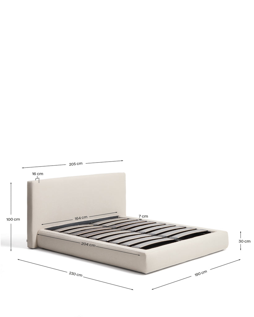 Cadre de lit déhoussable avec sommier coffre Blok écru pour matelas de 160 x 200 cm FSC Mix Credit