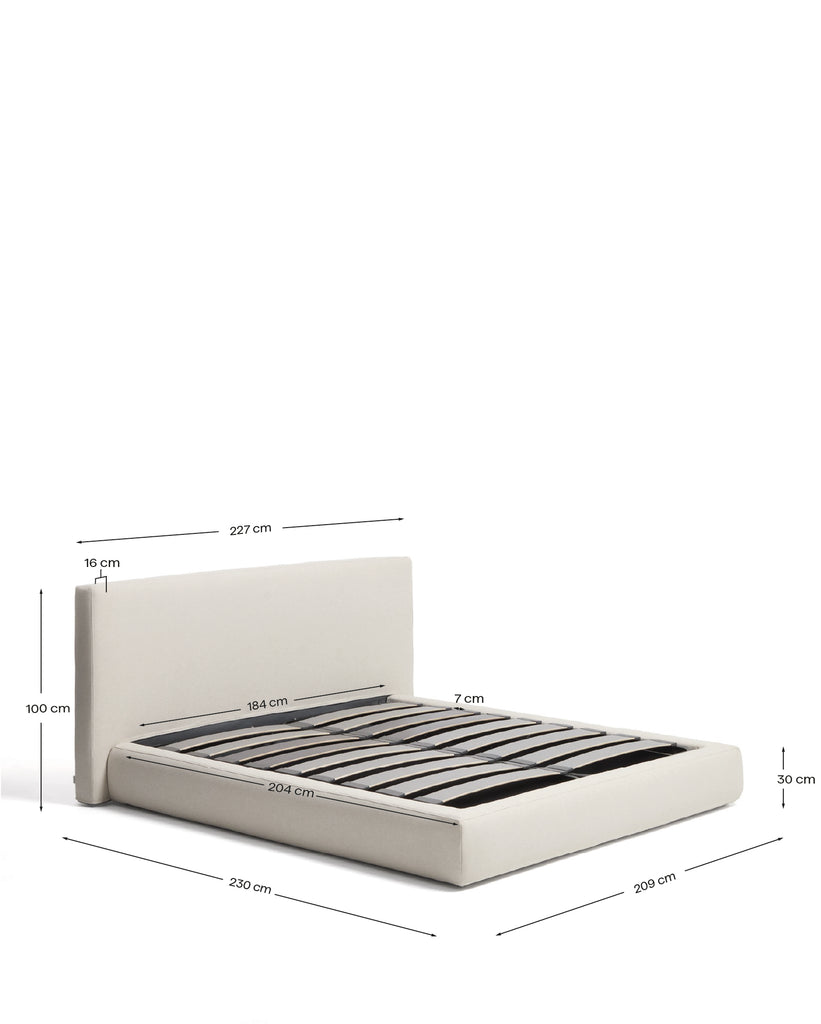 Cadre de lit déhoussable avec sommier coffre Blok écru pour matelas de 180 x 200 cm FSC Mix Credit