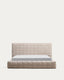 Cadre de lit déhoussable Luiana en chenille beige pour matelas de 180 x 200 cm