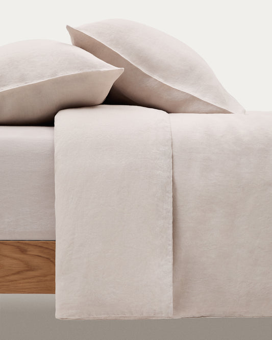 Drap-housse Simmel en mélange de lin couleur grise pour lit 180 cm