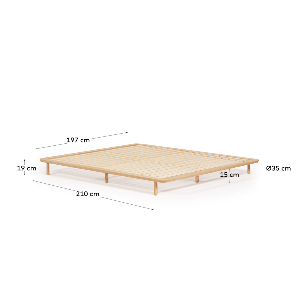 Lit Anielle en bois de frêne pour matelas de 180 x 200 cm