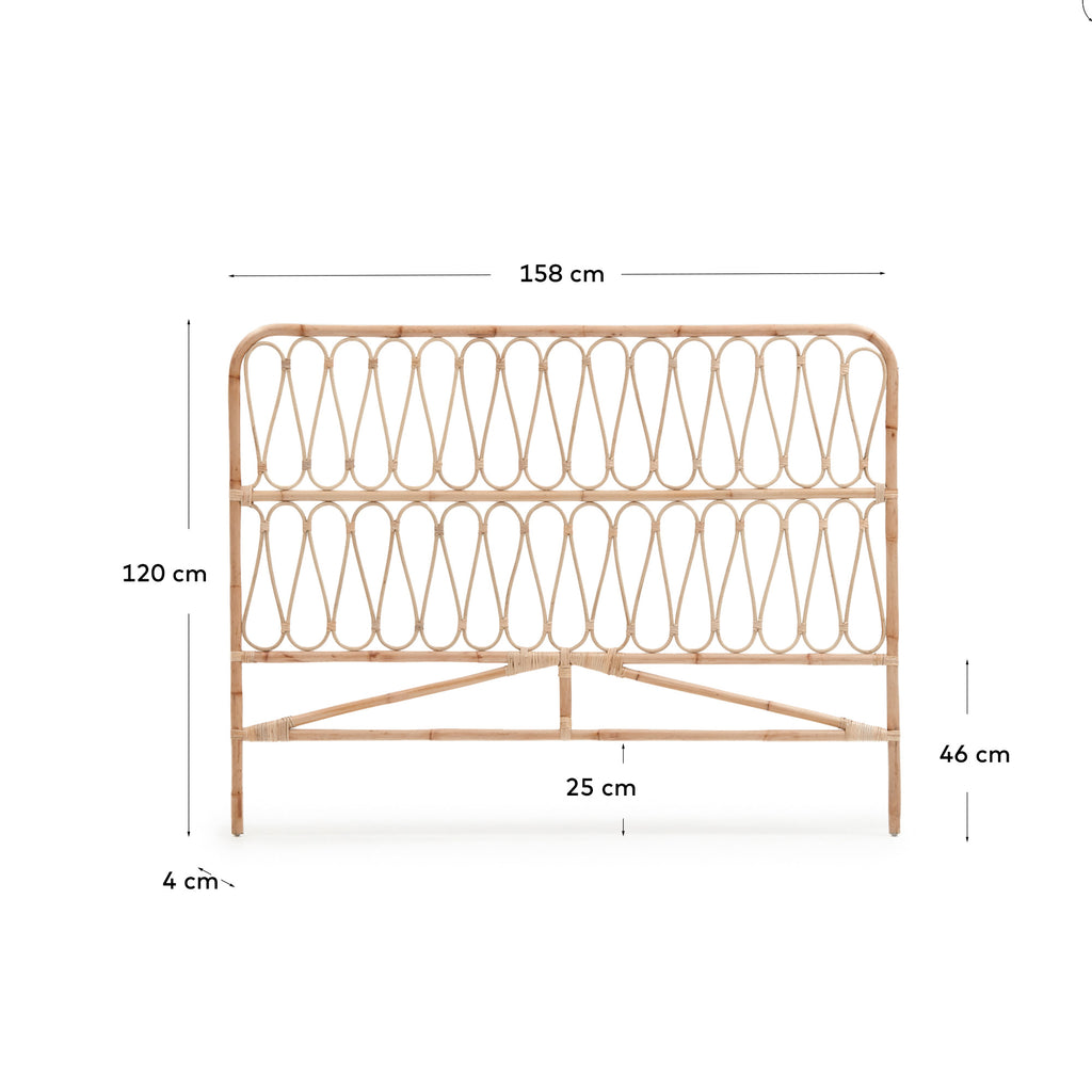 Tête de lit Caterina en rotin finition naturelle pour lit de 150 cm