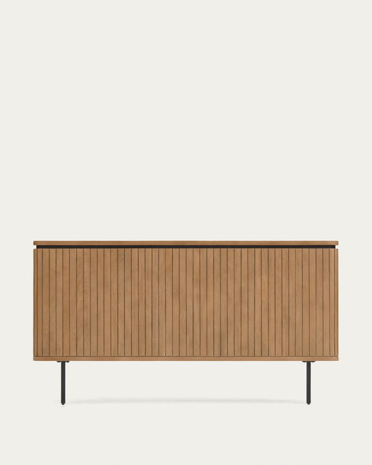 Tête de lit Licia en bois de manguier massif et métal avec finition peinte noire pour lit jusqu’à 180 cm
