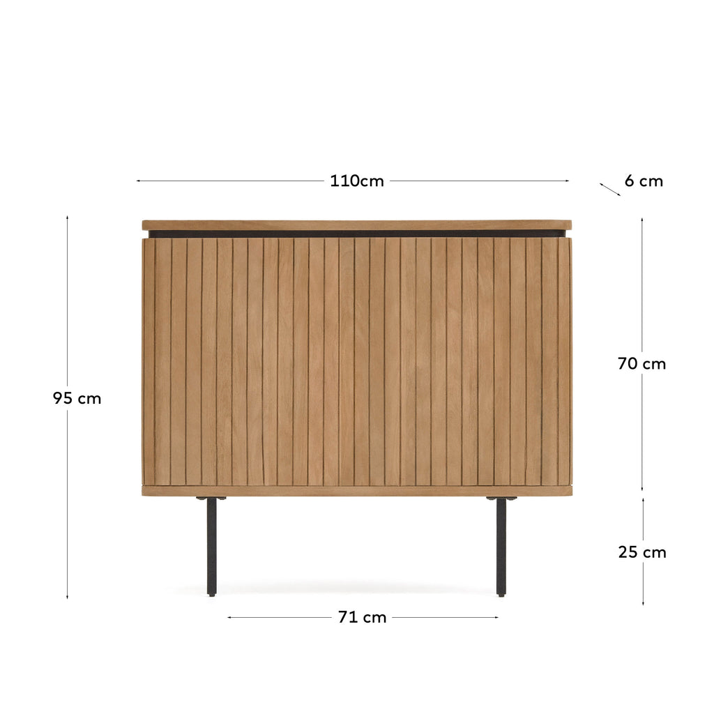 Tête de lit Licia en bois de manguier et métal peint noir pour lit de 90 cm