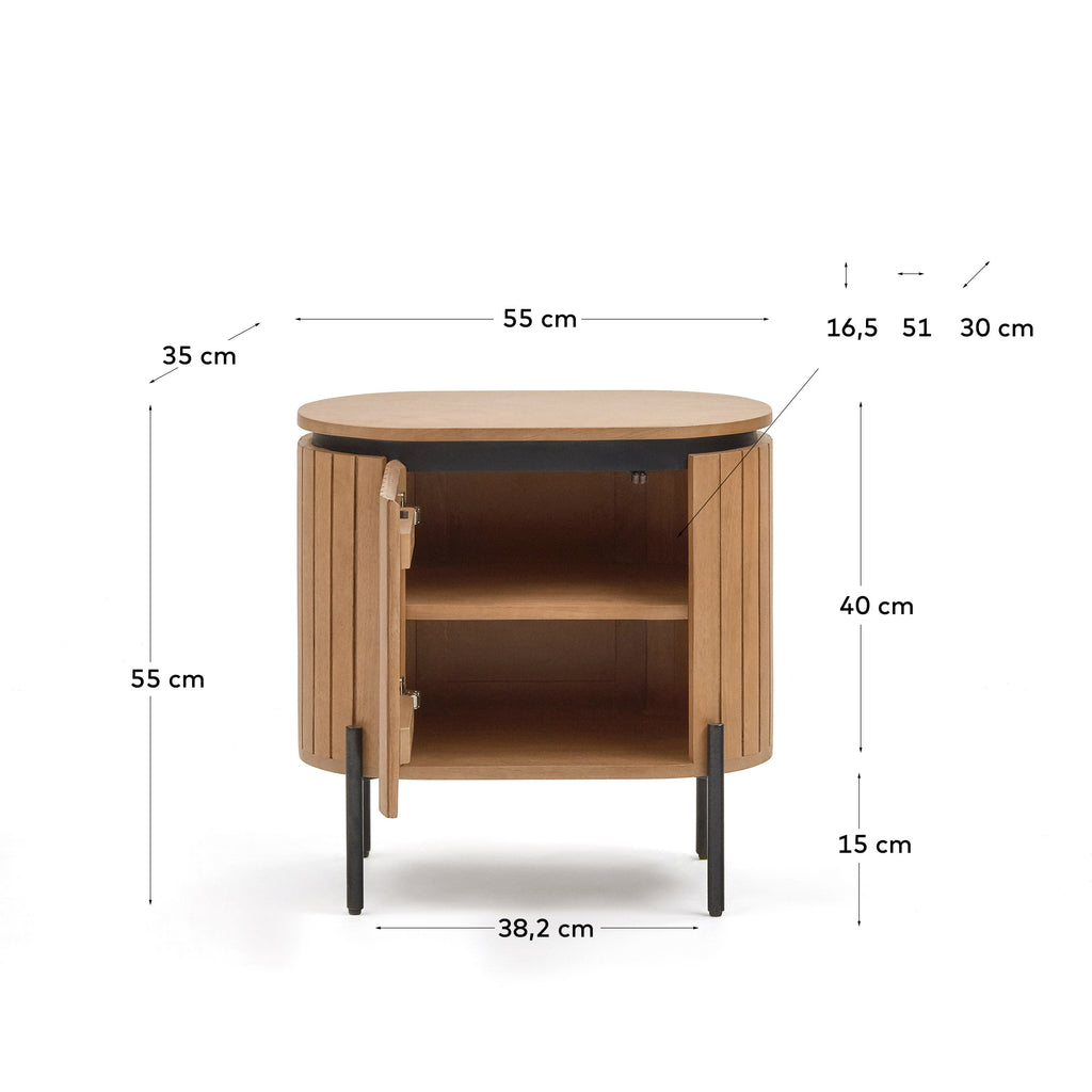 Table de chevet Licia 1 porte en bois de manguier et métal peint en noir 55 x 55 cm