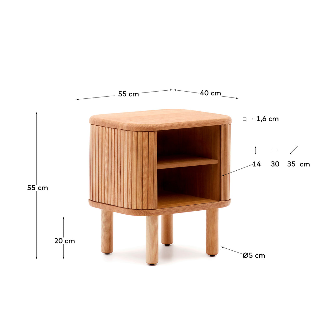 Table de chevet Mailen en placage de frêne avec finition naturelle l 50 x 55 cm