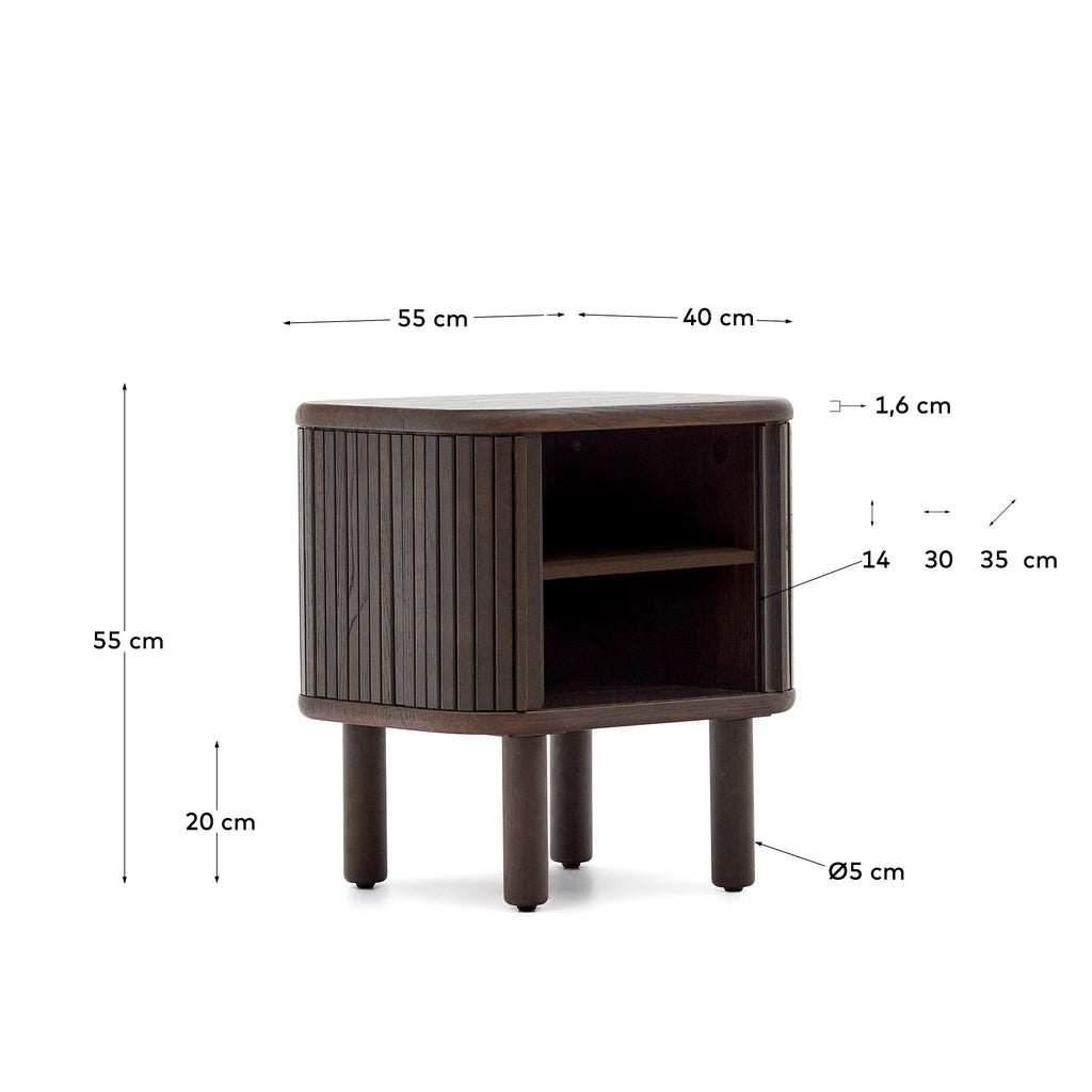 Table de chevet Mailen en placage de frêne avec finition foncée  50 x 55 cm