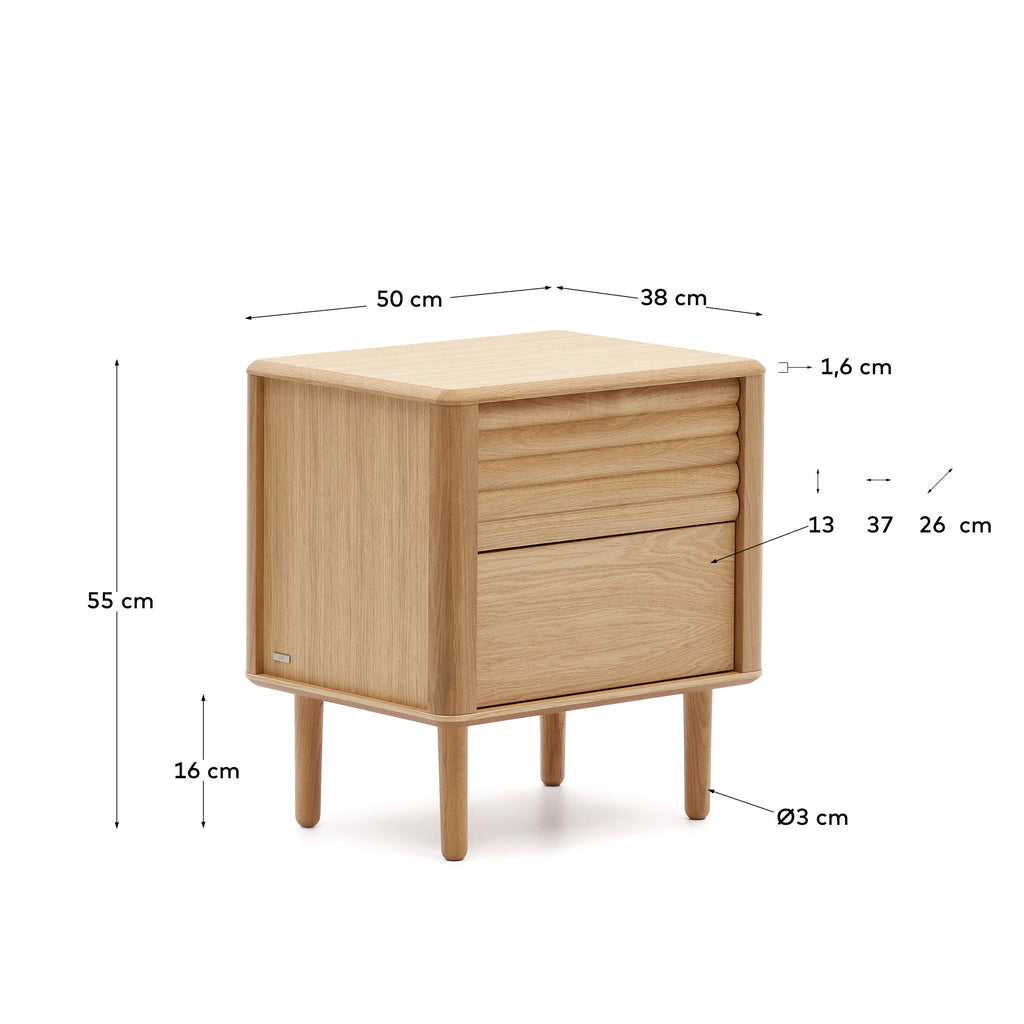 Table de chevet Lenon 2  tiroirs bois et placage chêne 50 x 55 cm FSC MIX Credit