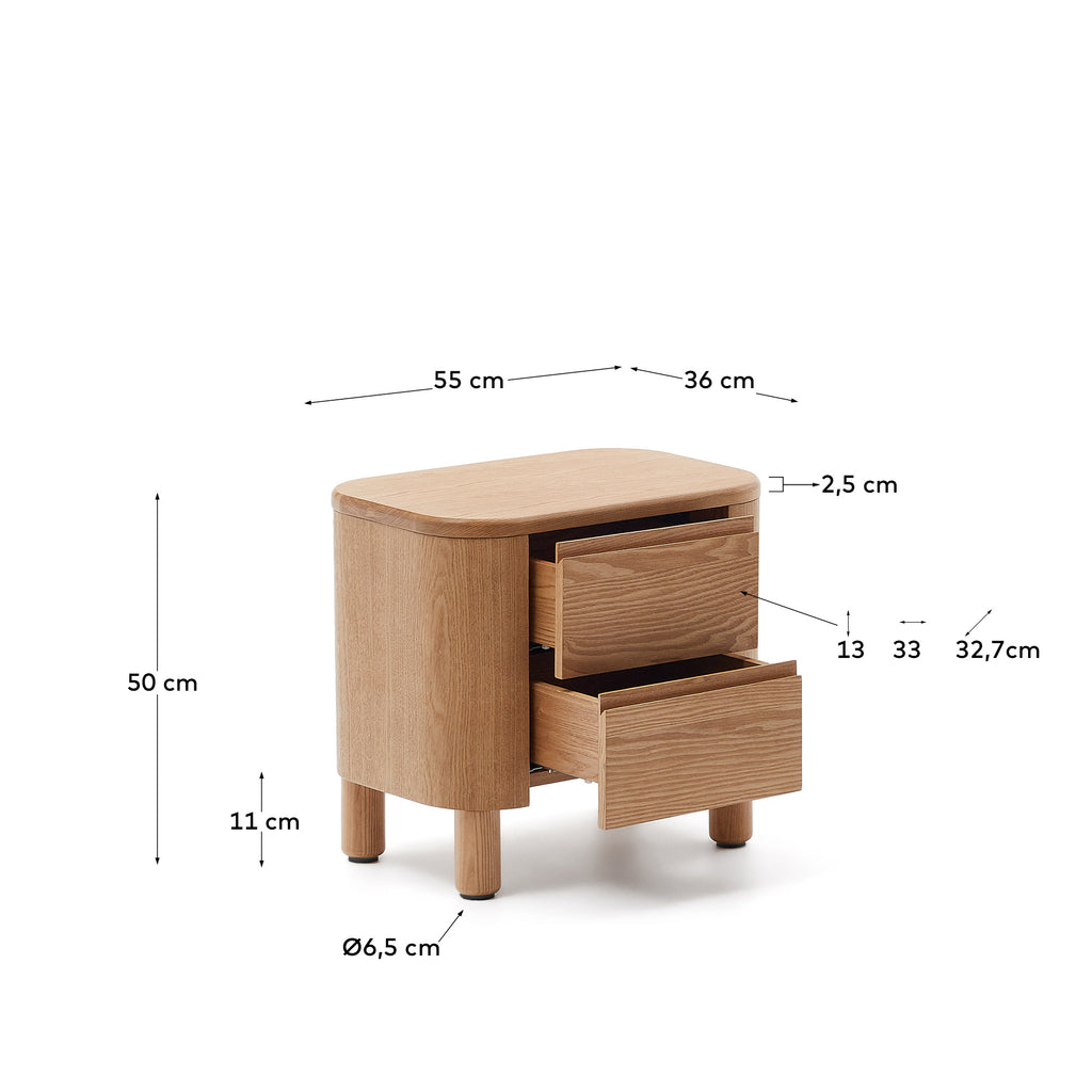 Table de nuit Salaya en contreplaqué de frêne FSC Mix Credit 55 x 50 cm