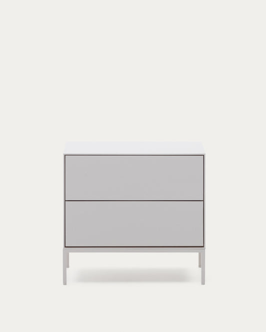 Table de chevet Vedrana 2 tiroirs DM laqué blanc 60 x 55 cm