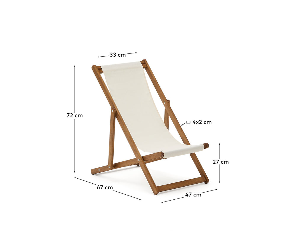 Transat d’extérieur pour enfant pliant Adredna beige en bois d’acacia FSC 100 %