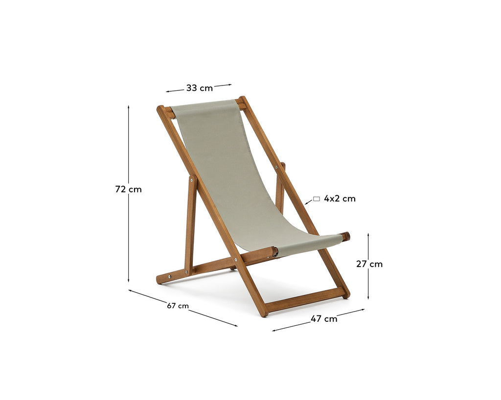 Transat d’extérieur pour enfant pliant Adredna vert en bois d’acacia FSC 100 %