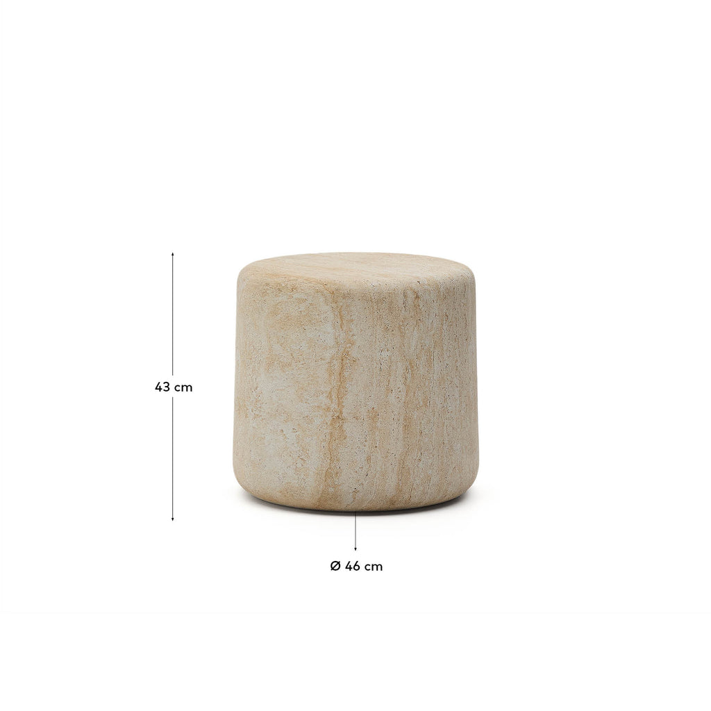 Table d'appoint Drasi en ciment avec finition effet travertin Ø 46 cm