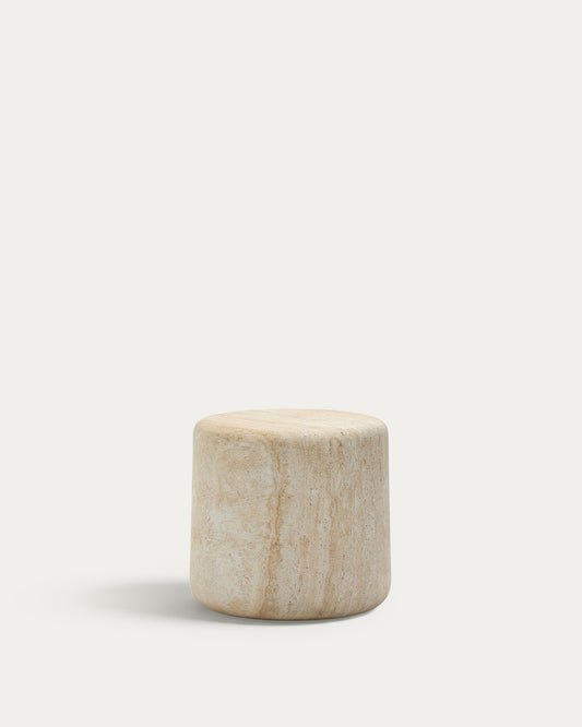 Table d'appoint Drasi en ciment avec finition effet travertin Ø 46 cm