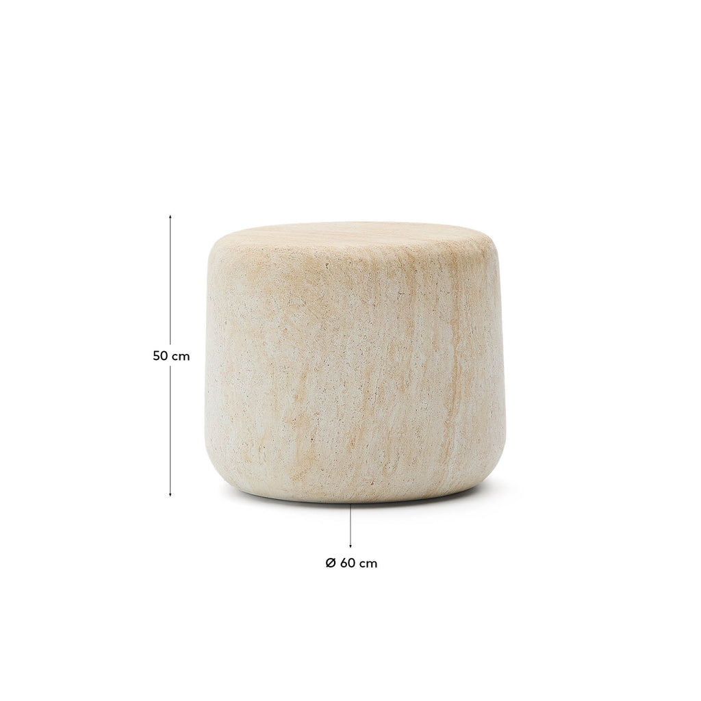 Table d'appoint Drasi en ciment avec finition effet travertin Ø 60 cm