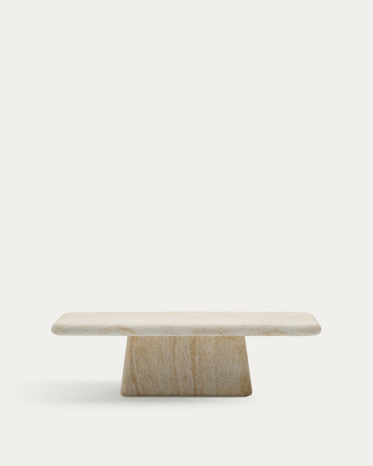 Table basse Drasi en ciment avec finition effet travertin 140 x 70 cm