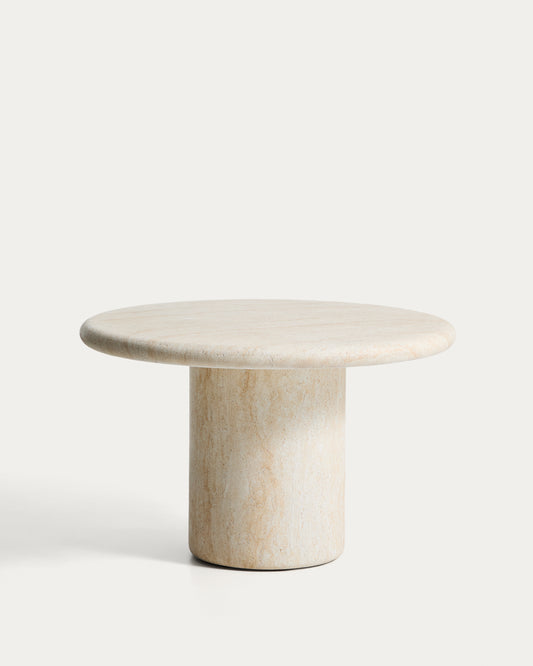 Table ronde Drasi en ciment avec finition effet travertin Ø 122 cm