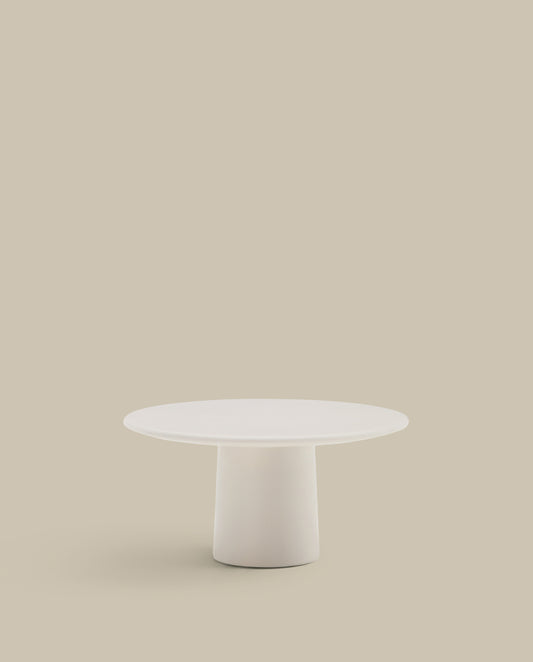 Table basse Albanella en ciment avec finition blanc brillant Ø 85 cm
