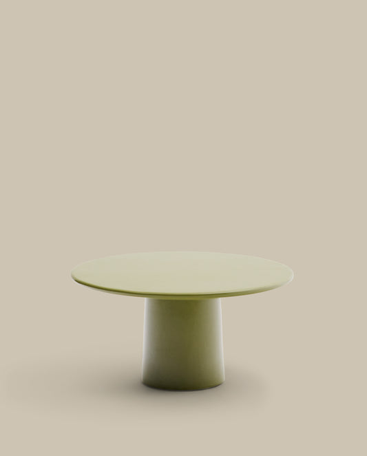 Table basse Albanella en ciment avec finition vert brillant Ø 85 cm