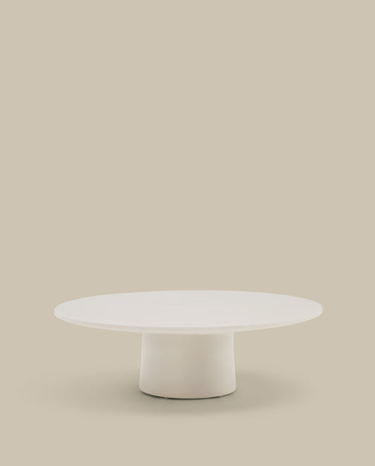 Table basse Albanella en ciment avec finition blanc brillant Ø 110 cm