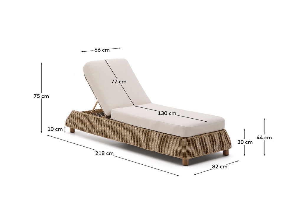 Bain de soleil Meria en rotin synthétique et pieds en bois d’acacia FSC 100 %