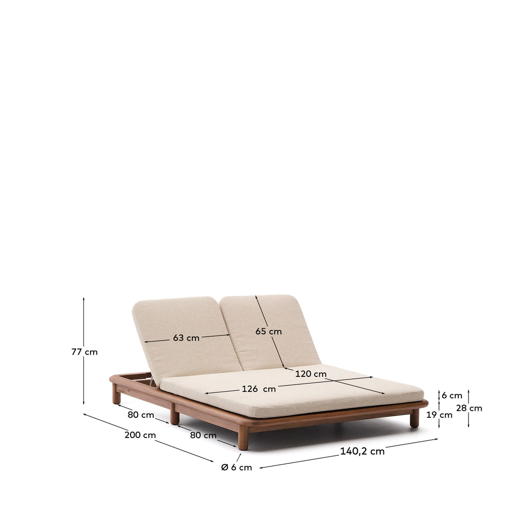 Bain de soleil double Turqueta en bois de teck FSC 100 %