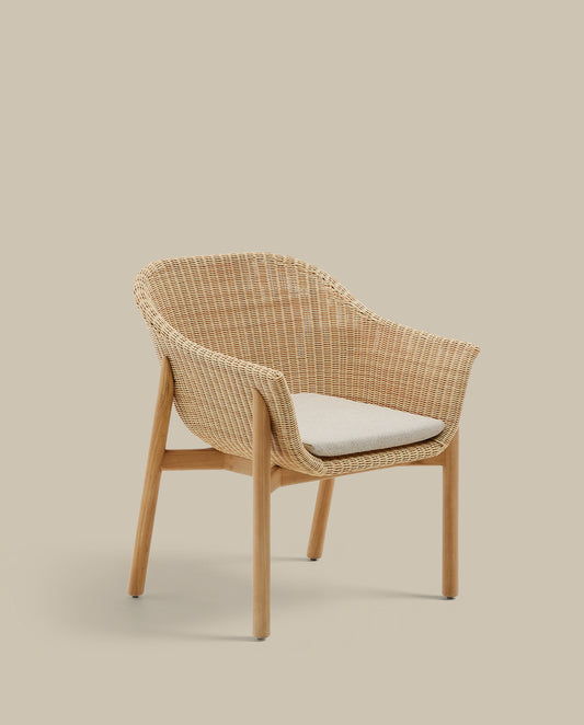 Chaise Galea en bois de teck et rotin synthétique FSC 100 %