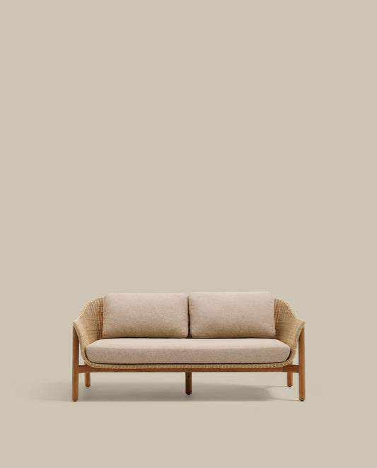 Canapé Galea 2 places en bois de teck et rotin synthétique 170,5 cm FSC 100 %