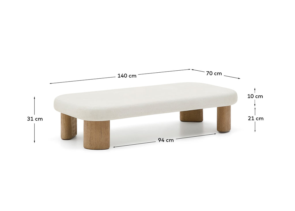 Table basse Labra en ciment et bois d’acacia 140 x 70 cm FSC 100%