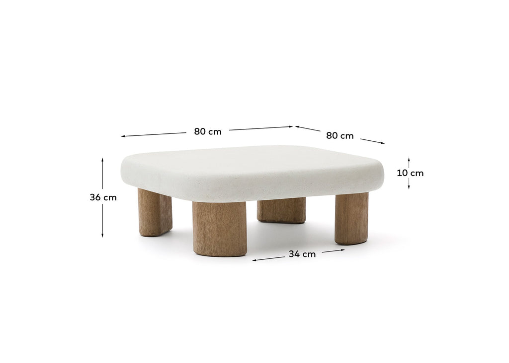 Table basse Labra en ciment et bois d’acacia 80 x 80 cm FSC 100%
