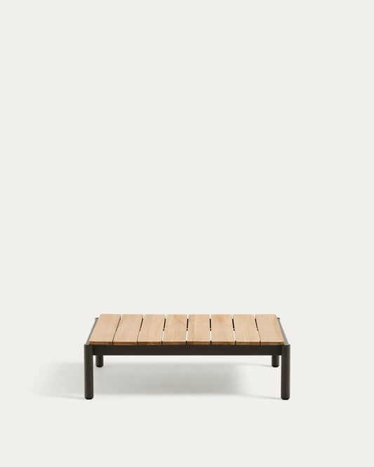 Table basse Sorells en aluminium vert et bois de teck 89 x 91 cm FSC 100%