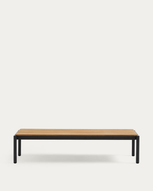 Table basse Sorells en aluminium gris et bois de teck 63 x 144,6 cm FSC 100%