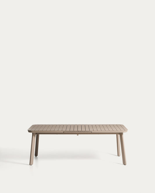 Table extensible d’extérieur Izola en aluminium avec finition taupe 220 (280) x 100 cm