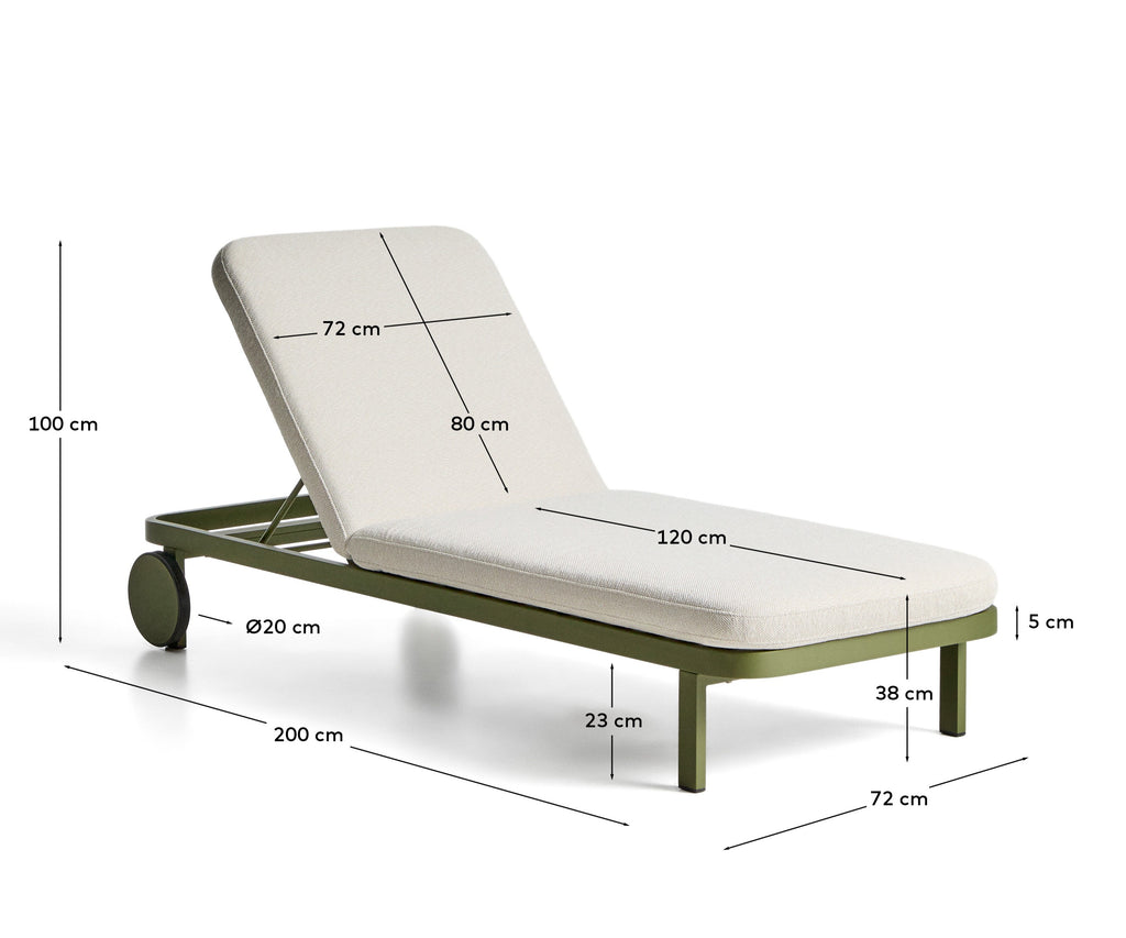 Bain de soleil Kionia en aluminium vert.