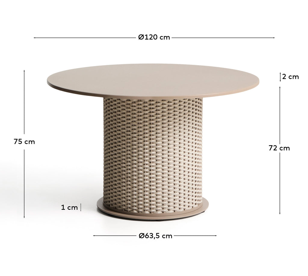 Table d’extérieur Sedalis en aluminium et corde taupe Ø 120 cm
