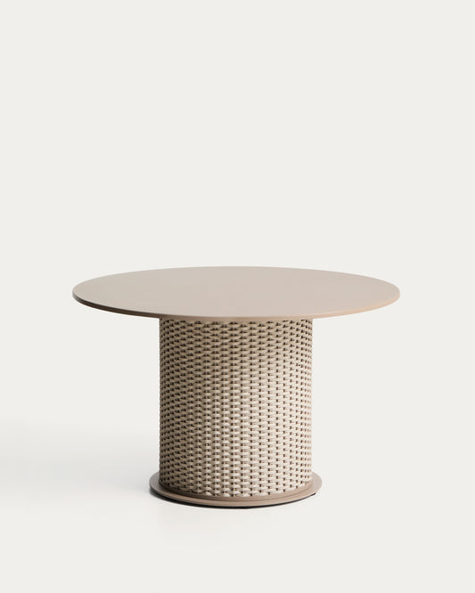 Table d’extérieur Sedalis en aluminium et corde taupe Ø 120 cm